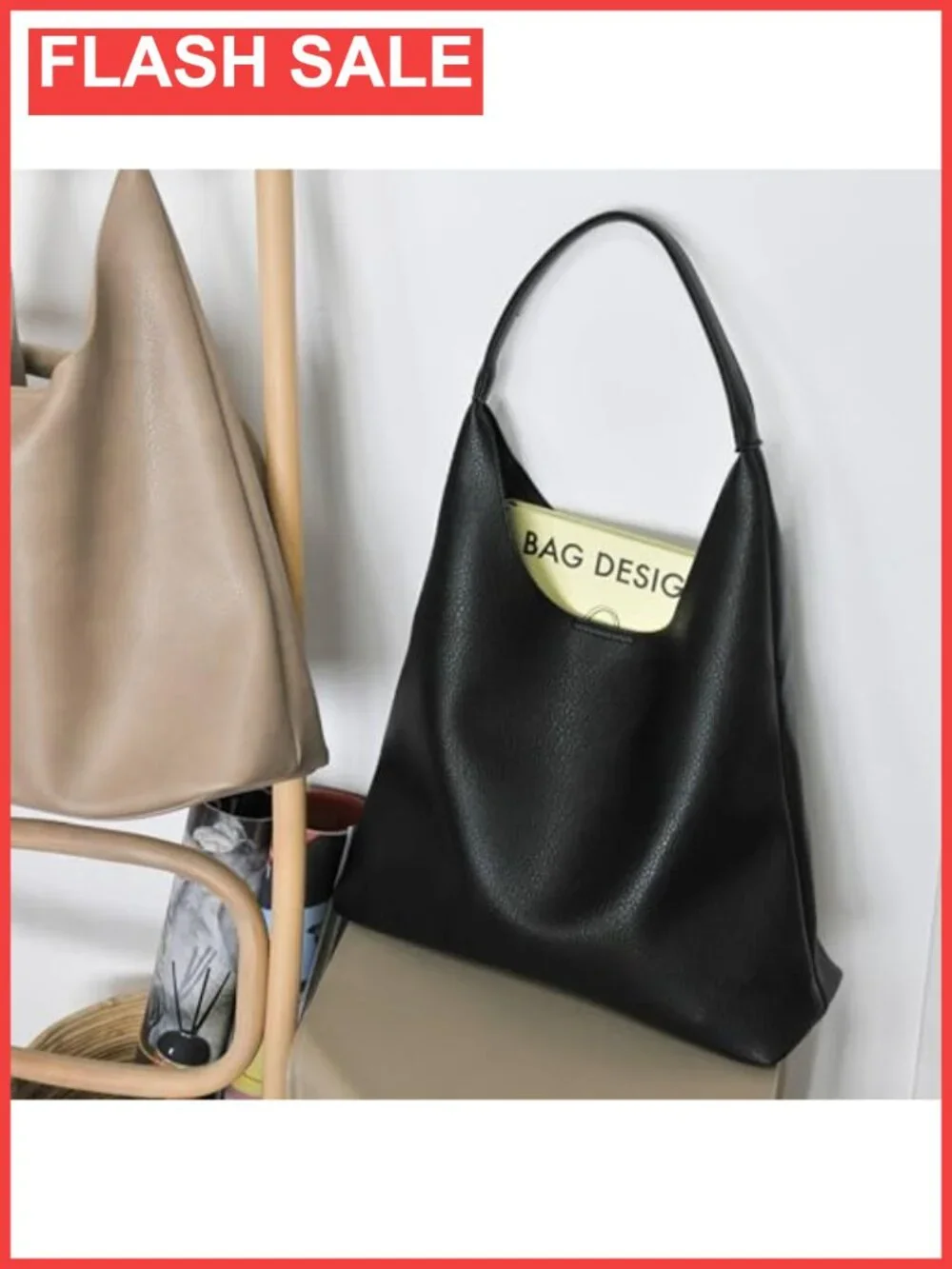 Soft Vegan Leather Hobo Bag Slouchy Shoulder Tote Purse